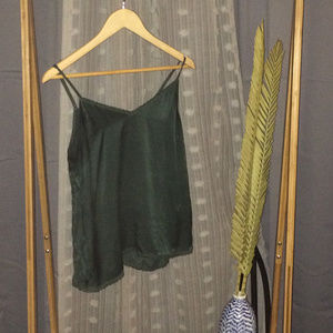 Anthropologie Colette Silk Cami - Forest Green